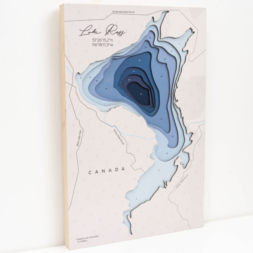 Lake Ross Canada Wooden Map Wall Art Sustainable Home Decor