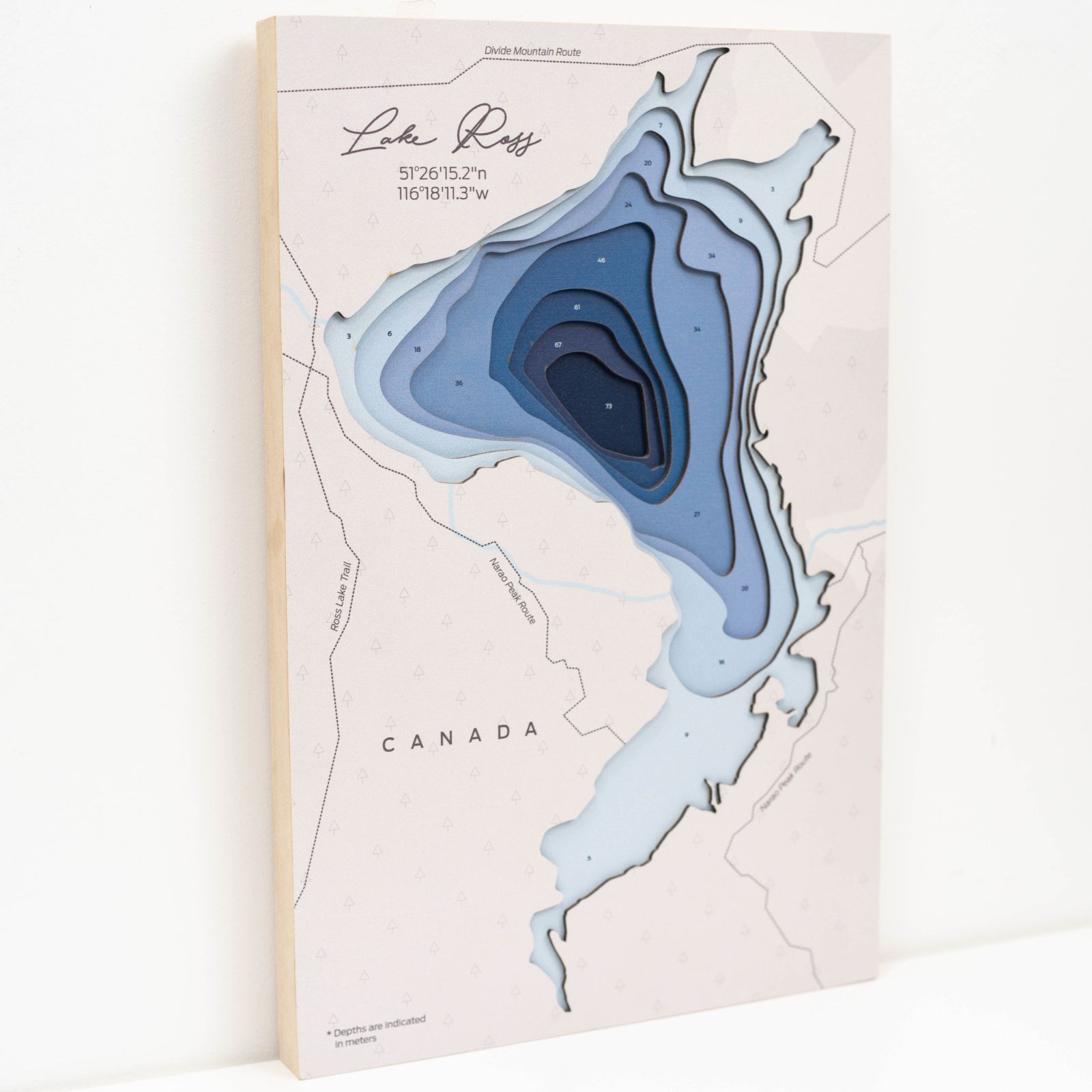 Lake Ross Canada Wooden Map Wall Art Sustainable Home Decor