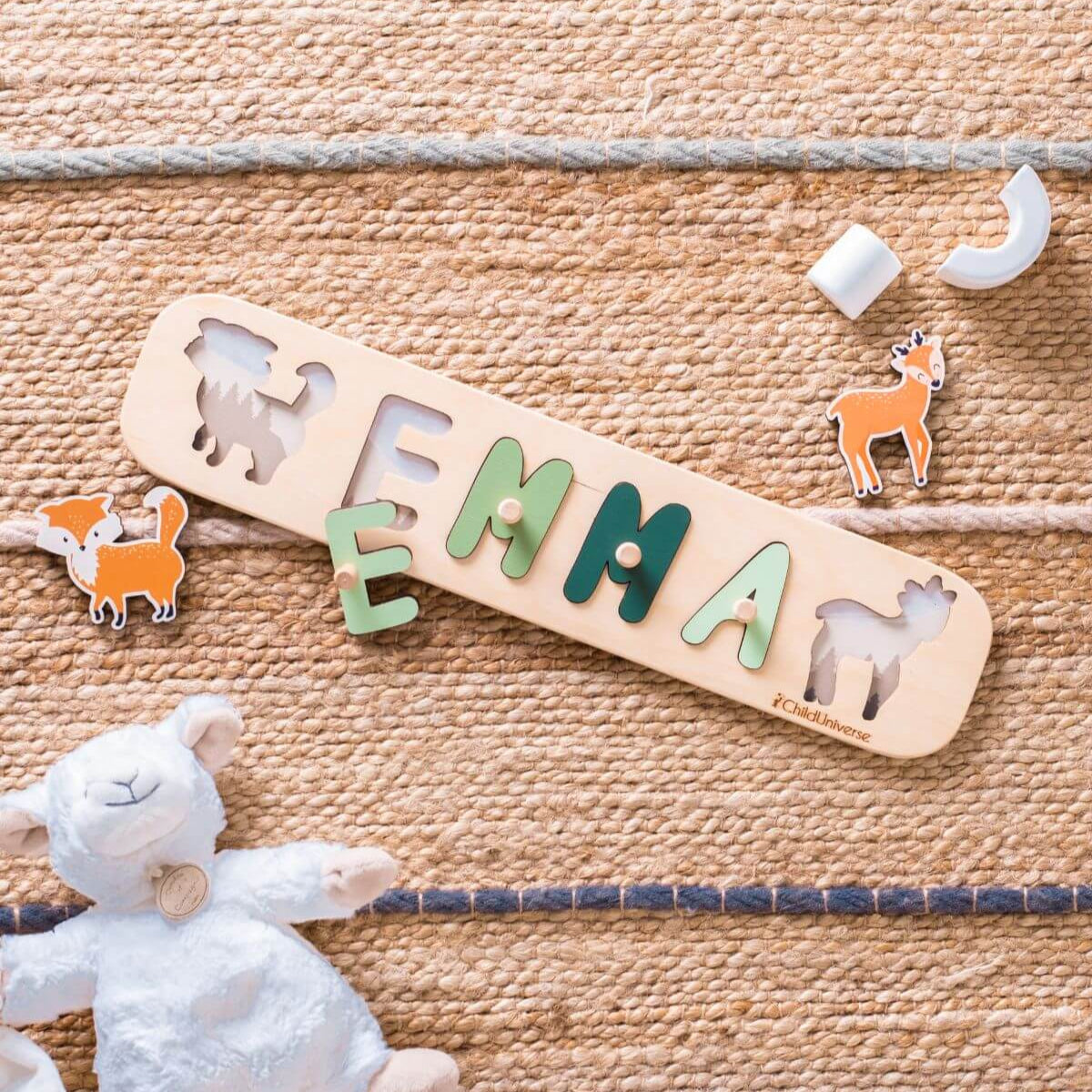Personalized Woodland Name Puzzle - Scandi-Style Montessori Toy
