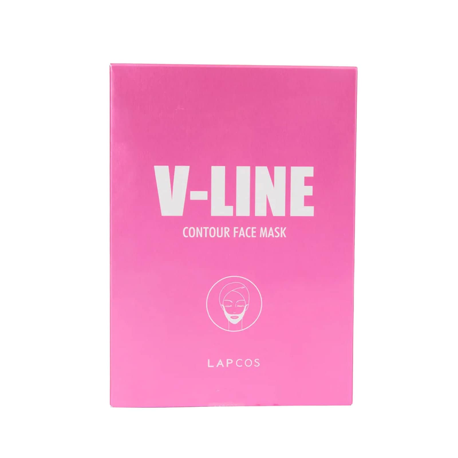 Pink LAPCOS V Line Contour Face Mask 5 Pack packaging.