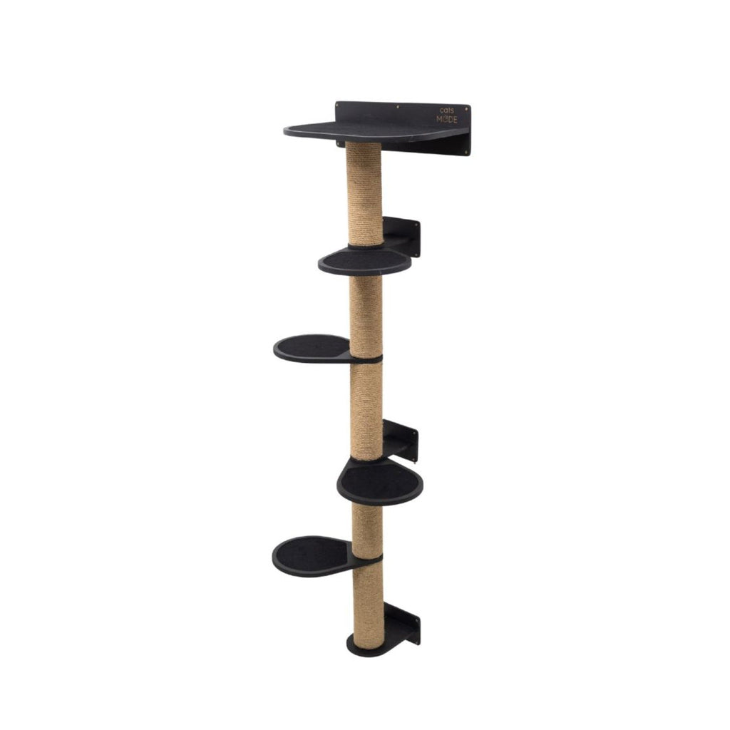 Large Black Cat Tree Multi-Level Climbing Tower with Sisal Scratchers