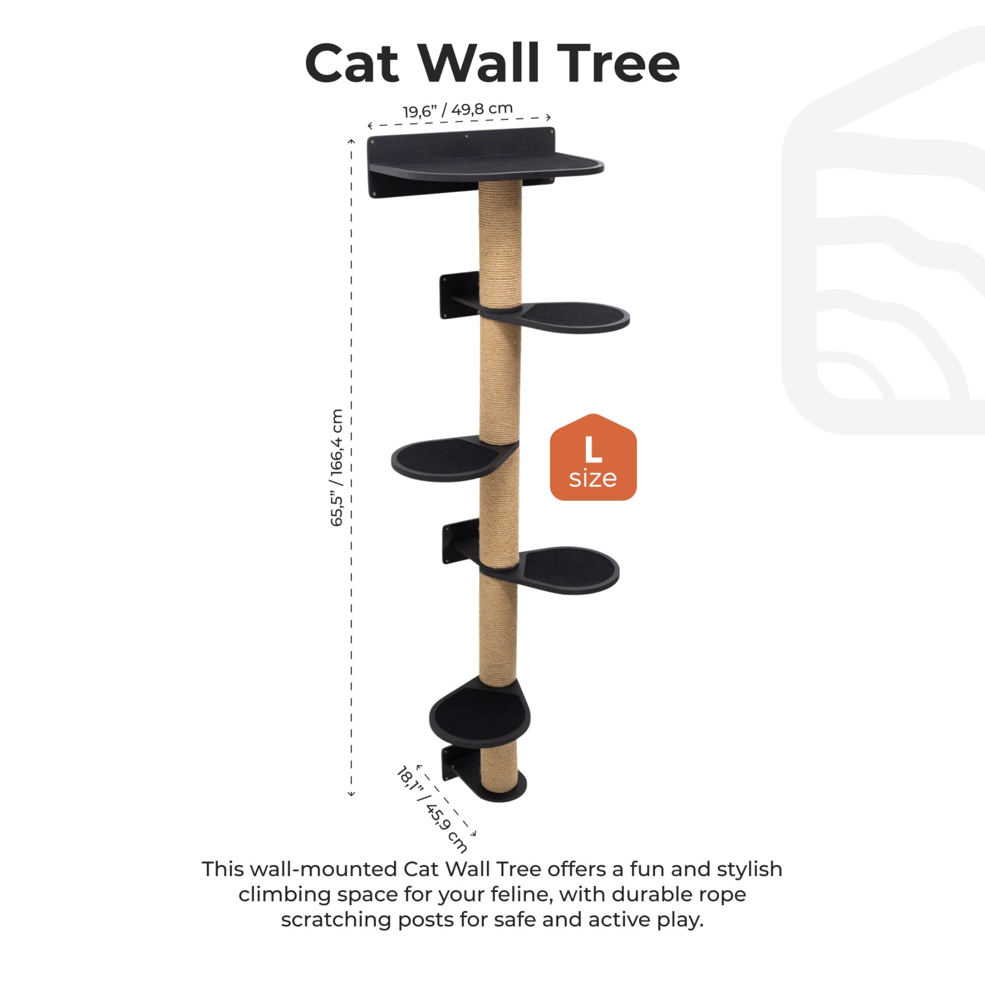 Large Black Cat Tree Multi-Level Climbing Tower with Sisal Scratchers