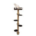 Modern large wall-mounted cat tree in dark walnut with beige felt steps