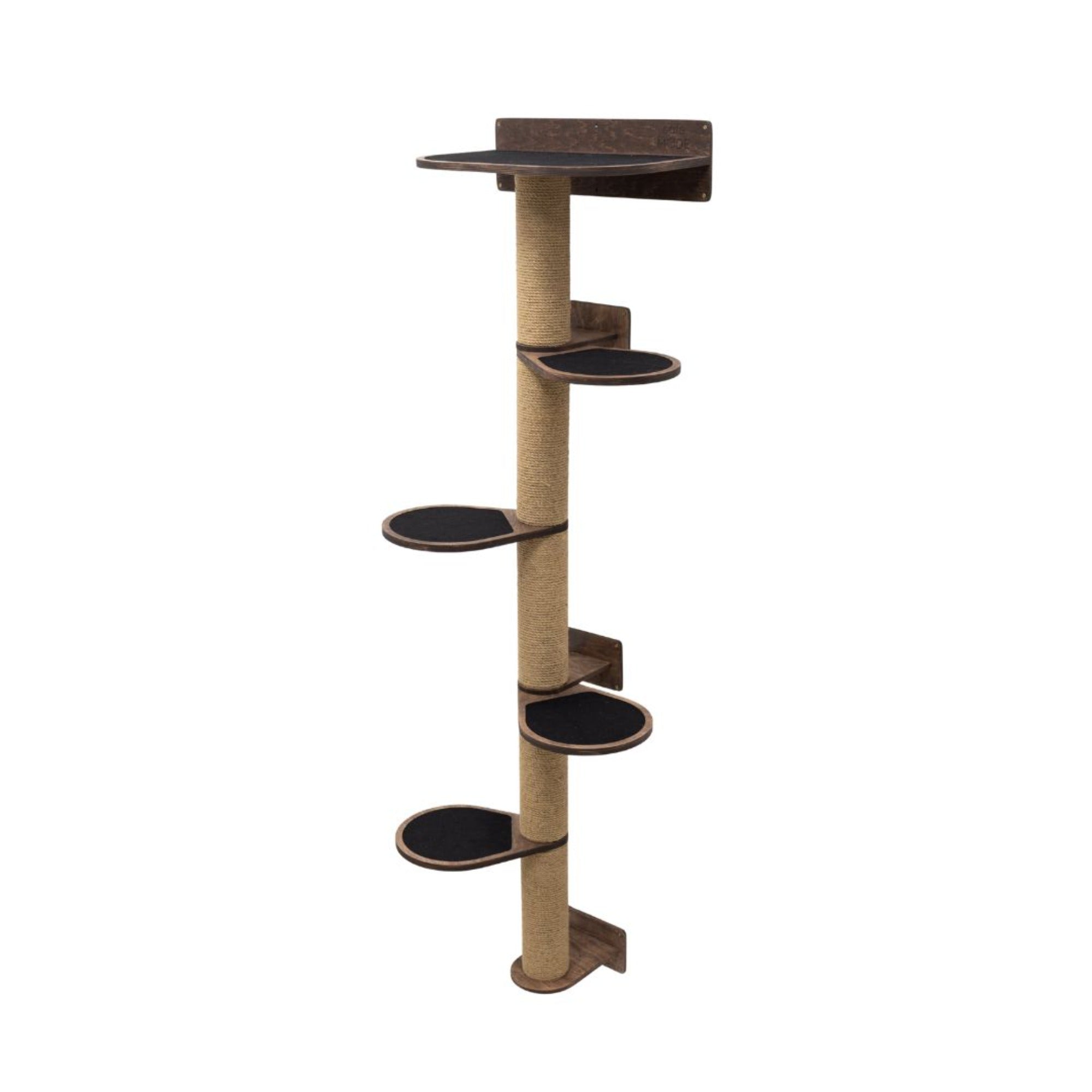 Large Cat Tree in Dark Walnut – Modern Minimalist Wall-Mounted Cat Tower