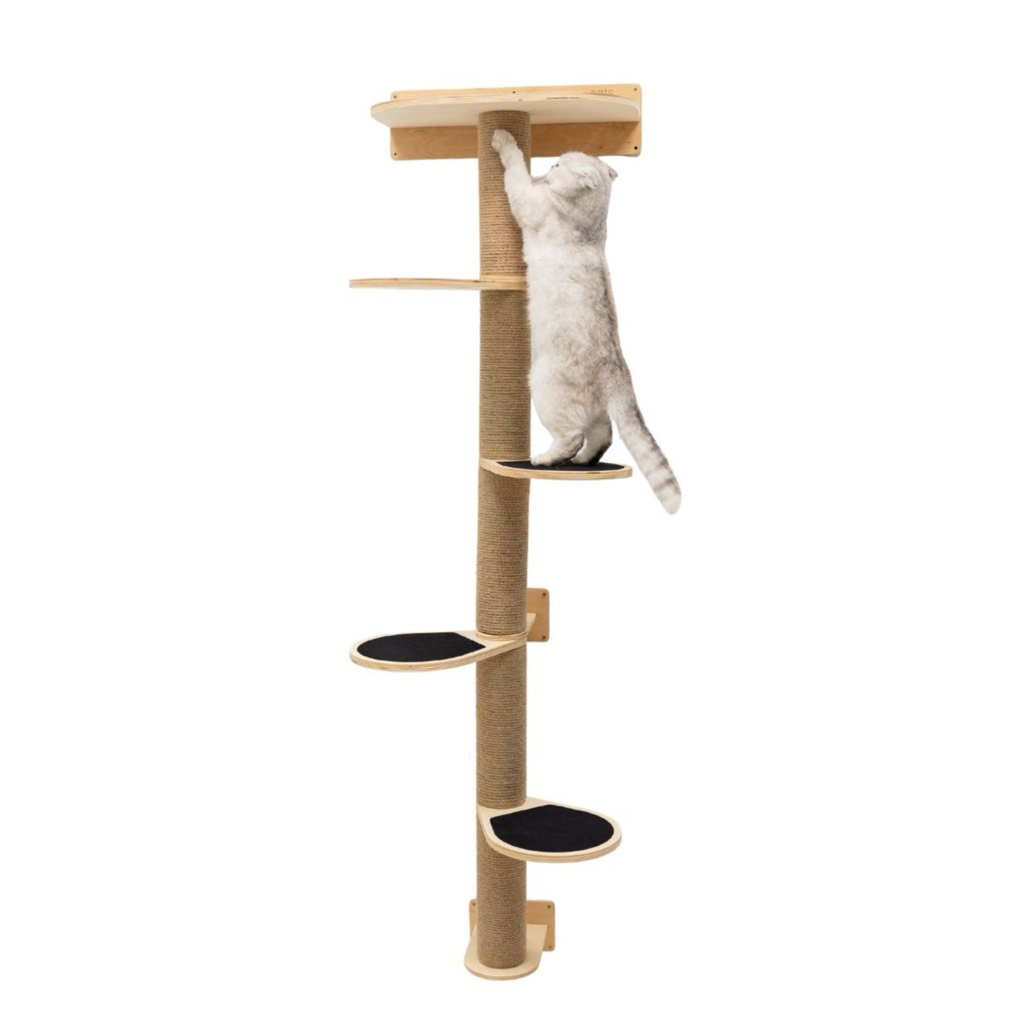 Large Modern Cat Tree – Light Wood Finish Wall-Mounted Pet Tower