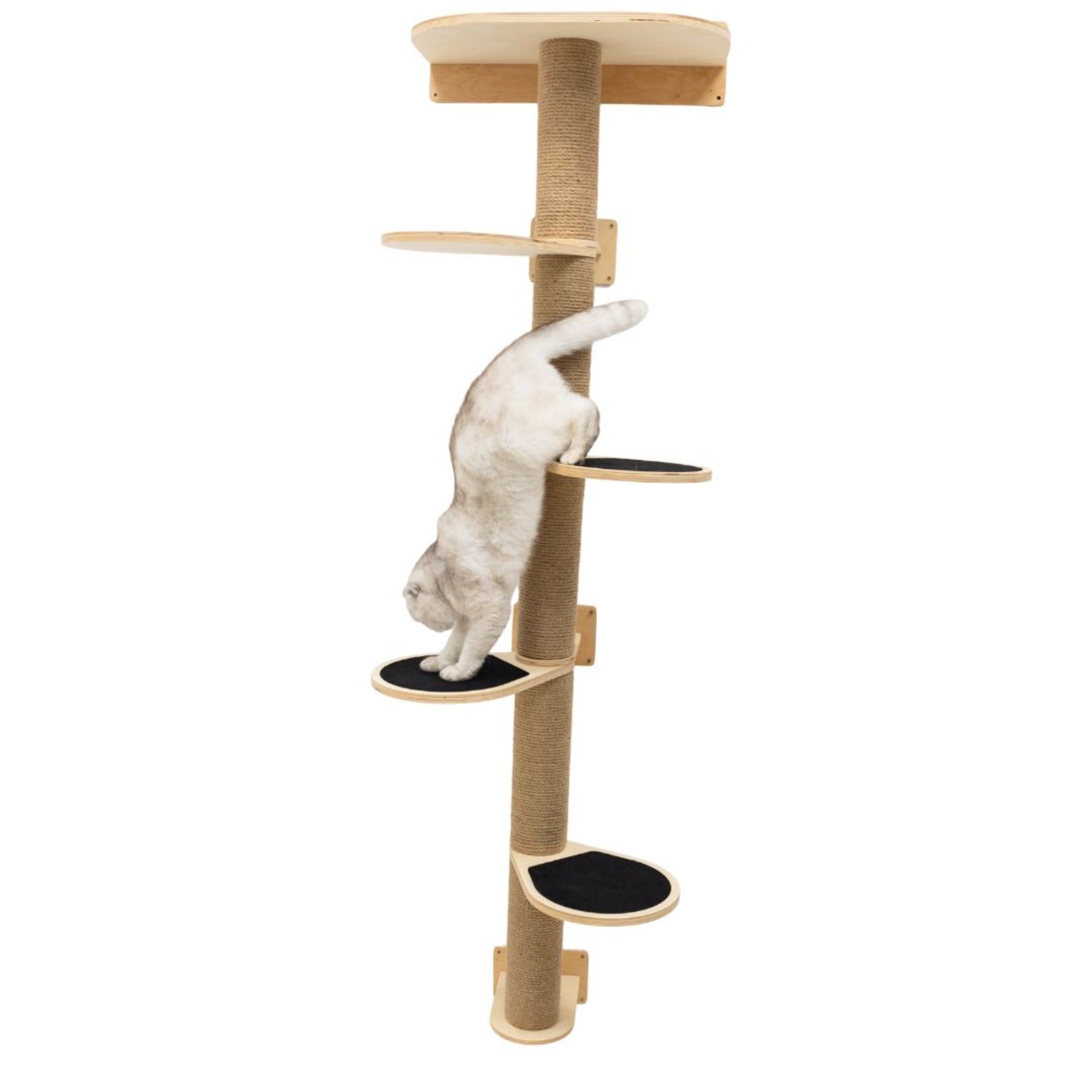 Large Modern Cat Tree – Light Wood Finish Wall-Mounted Pet Tower