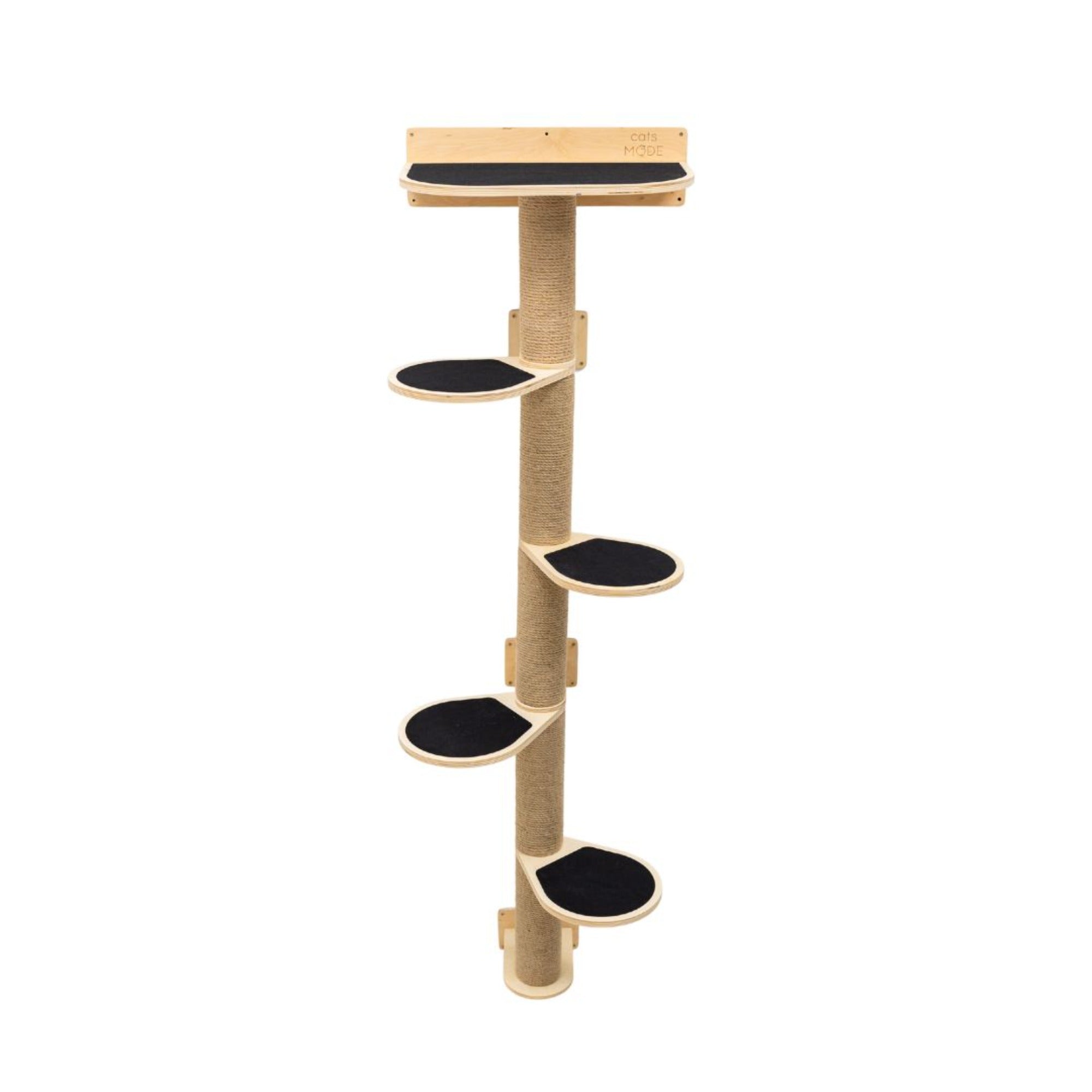 Large Modern Cat Tree – Light Wood Finish Wall-Mounted Pet Tower