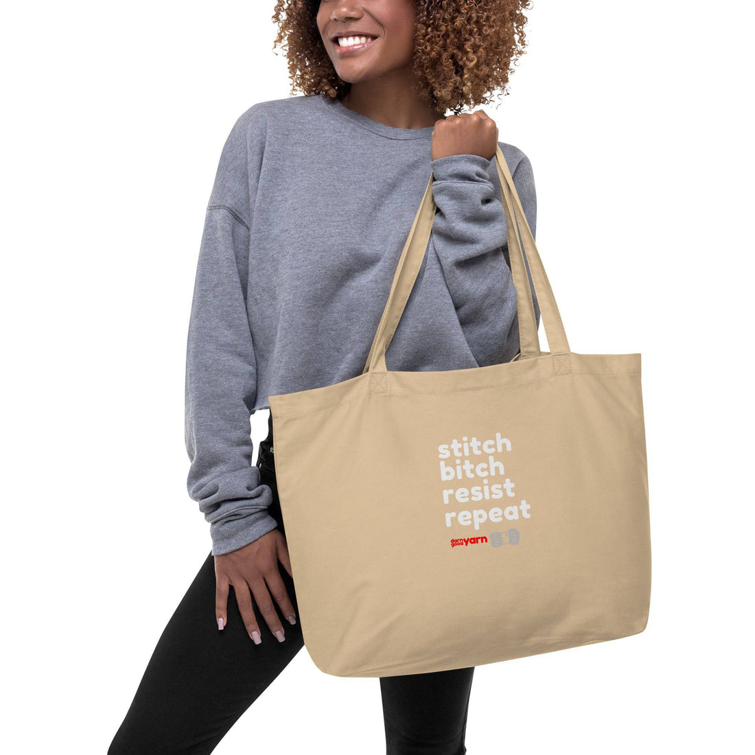 Stitch Bitch Resist Repeat Extra Large Organic Cotton Tote Bag