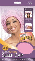 Large satin sleep cap in pink for hair protection