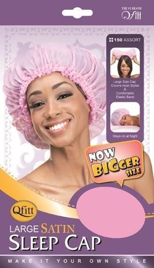 Large satin sleep cap in pink for hair protection