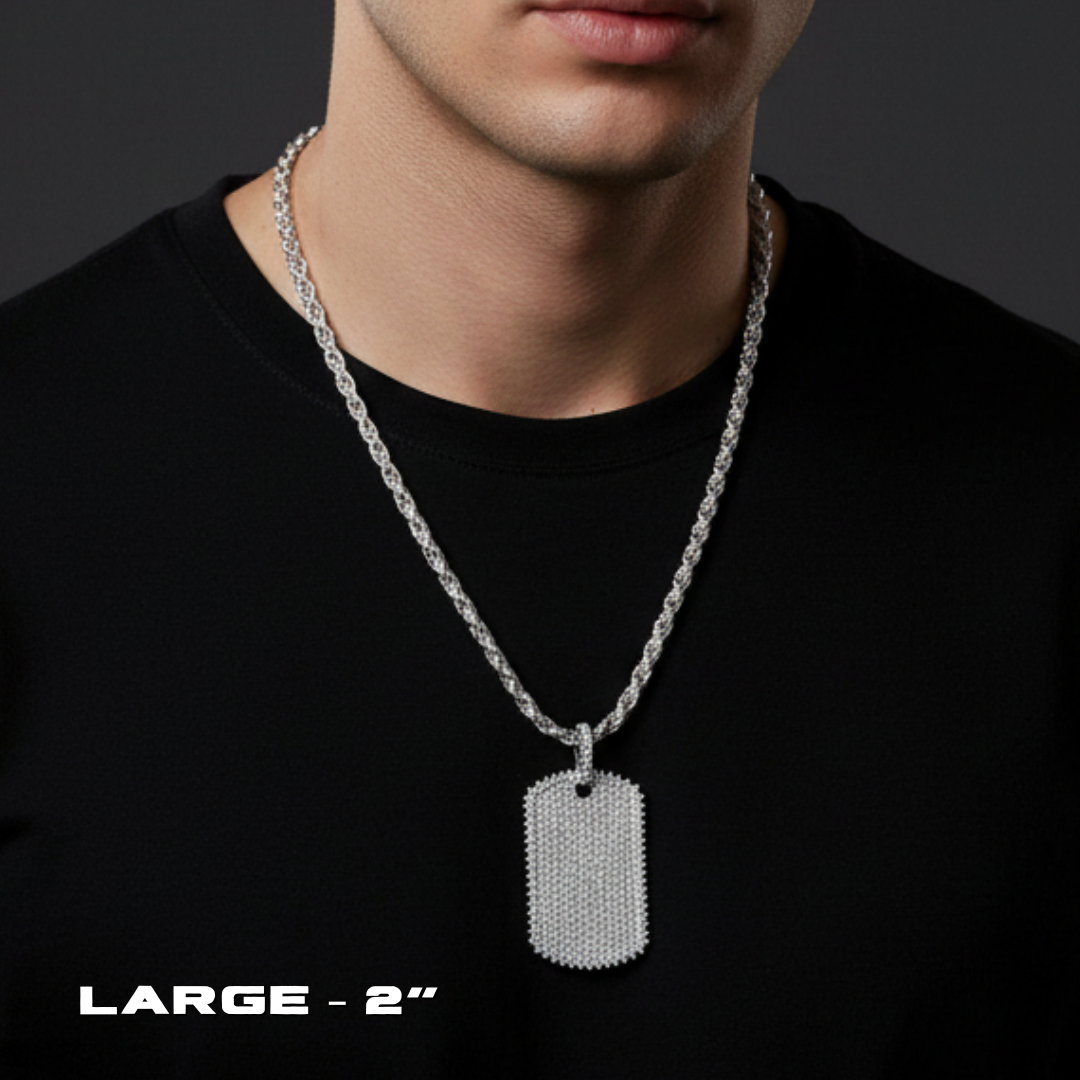 Moissanite Dog Tag Pendant in 925 Sterling Silver