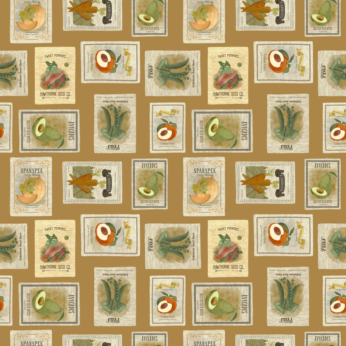 Martha Vintage Floral Wallpaper in Beige, Brown, and Green