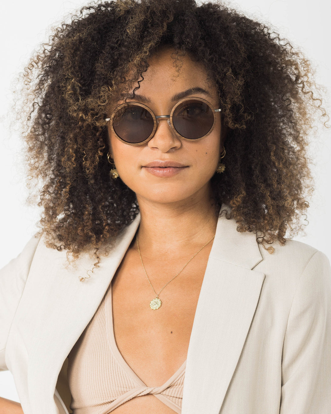 Largo Oversized Metal and Wood Sunglasses for Boho Style