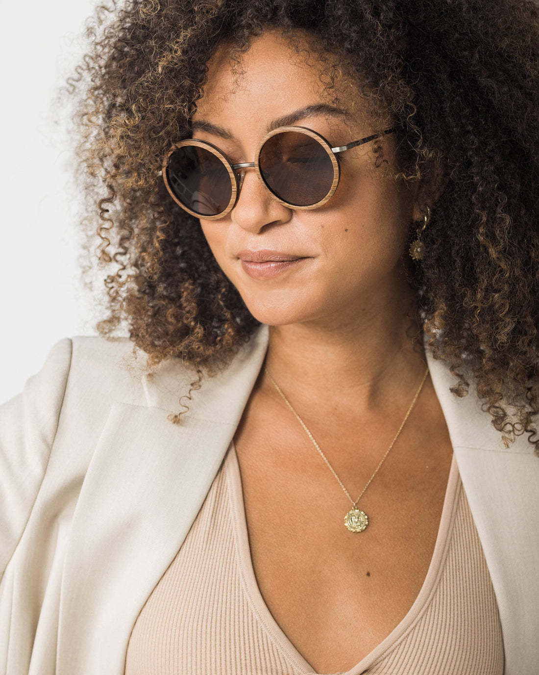 Largo Oversized Metal and Wood Sunglasses for Boho Style