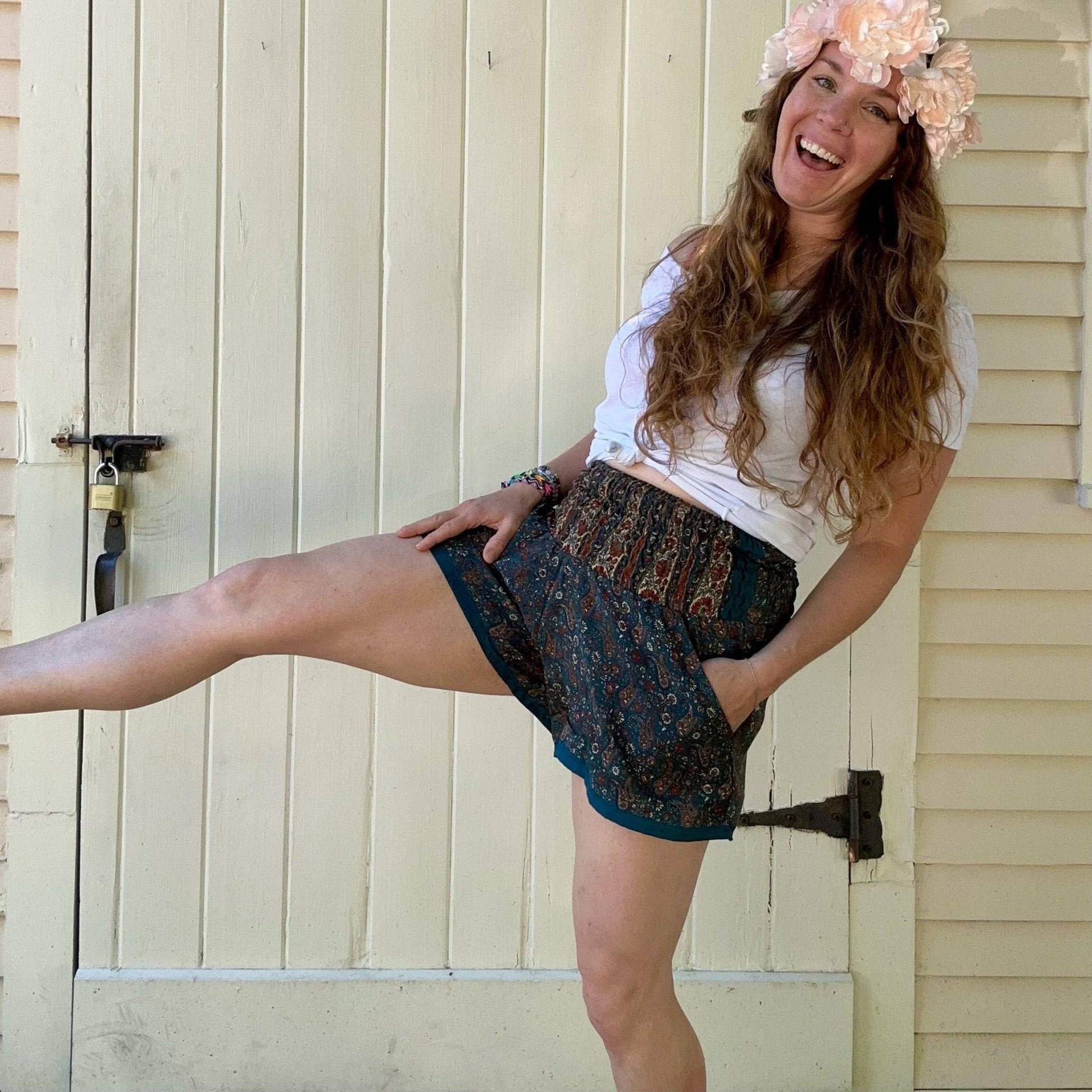 Laurel Canyon Lounge Shorts - Bohemian Inspired Jogger Shorts