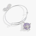 Lavender Butterfly Charm Bangle featuring a purple-dyed jade stone and butterfly charm
