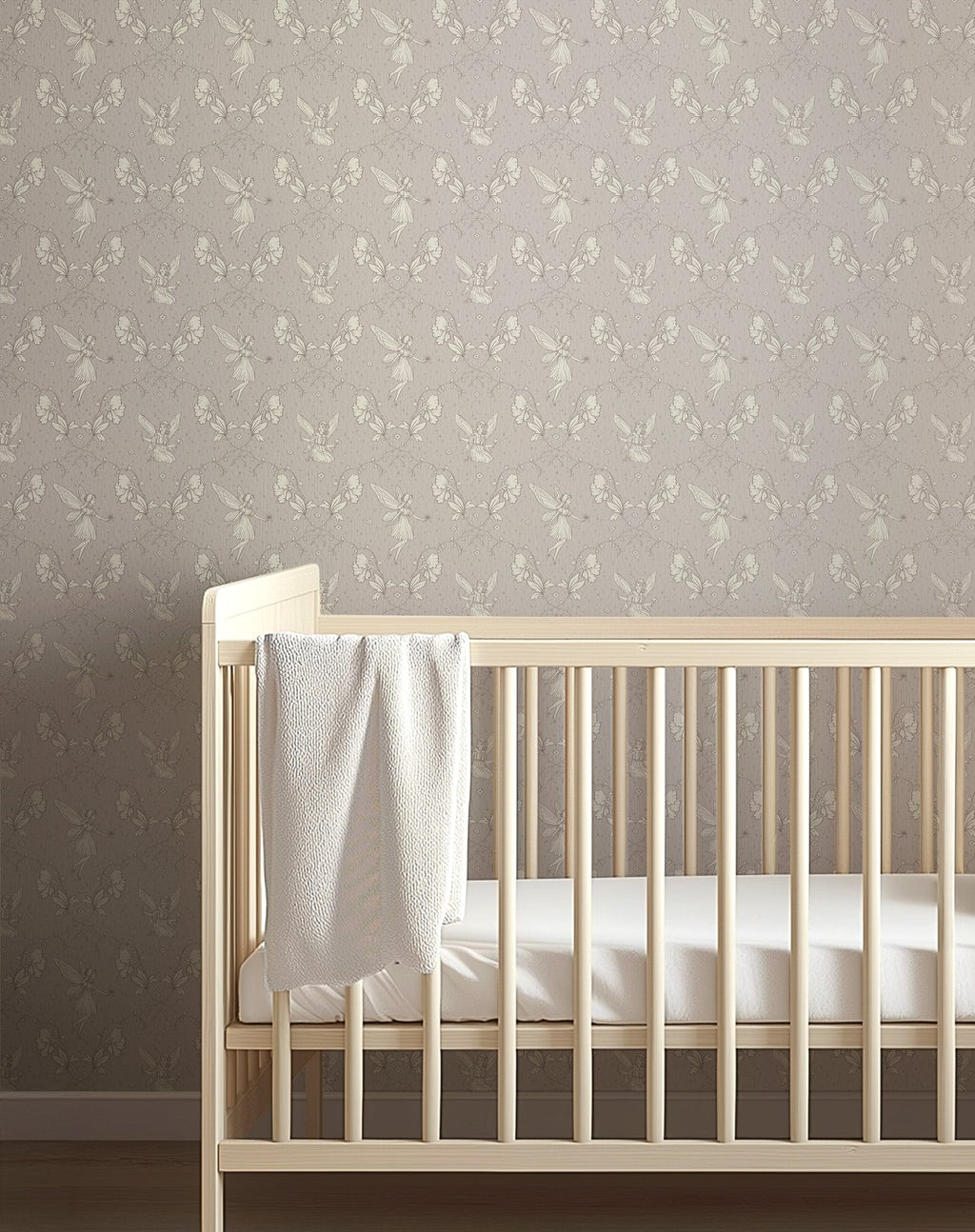 Petra Whimsical Wallpaper in Beige, Blue, Grey and Dusty-Rose
