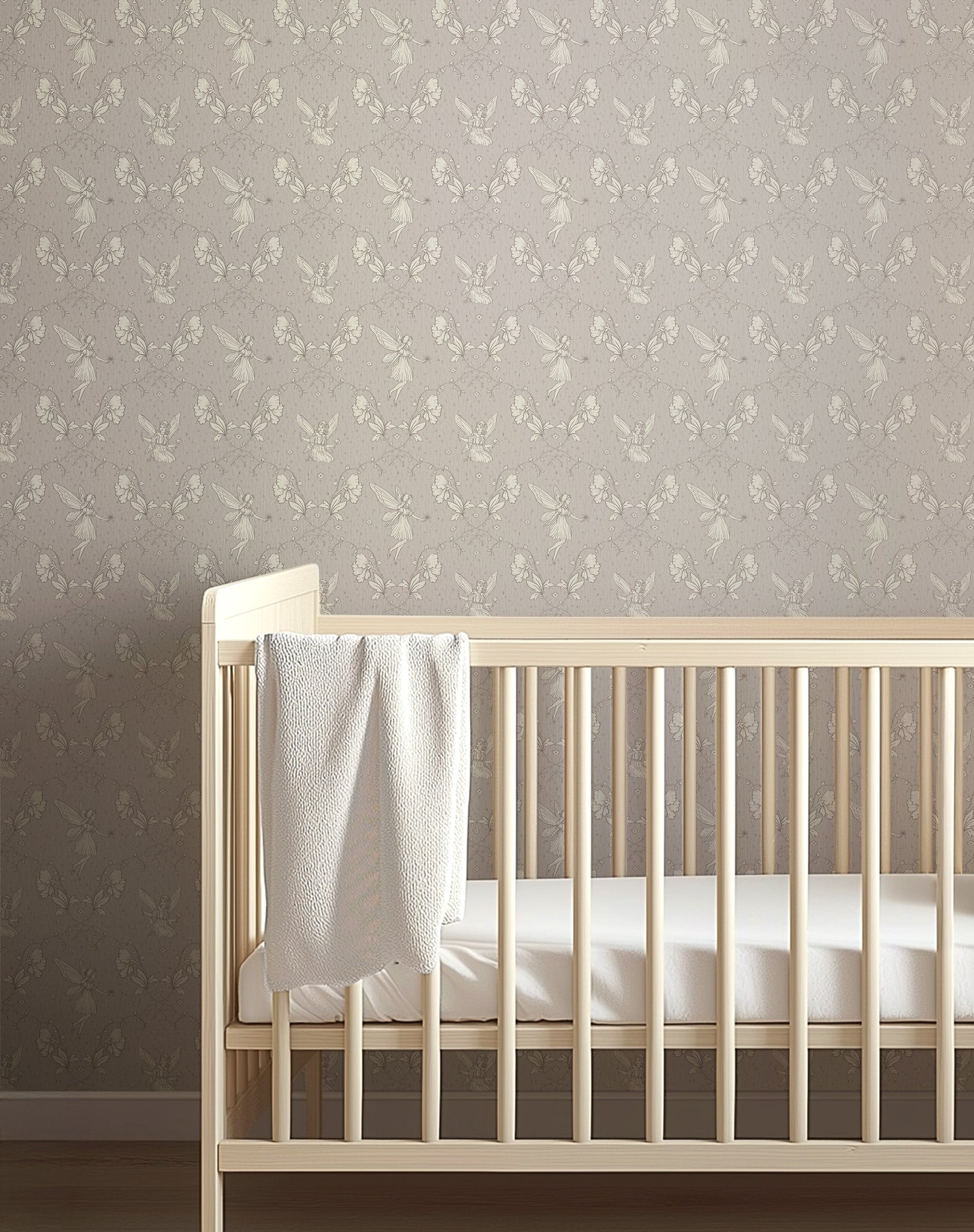 Petra Whimsical Wallpaper in Beige, Blue, Grey and Dusty-Rose