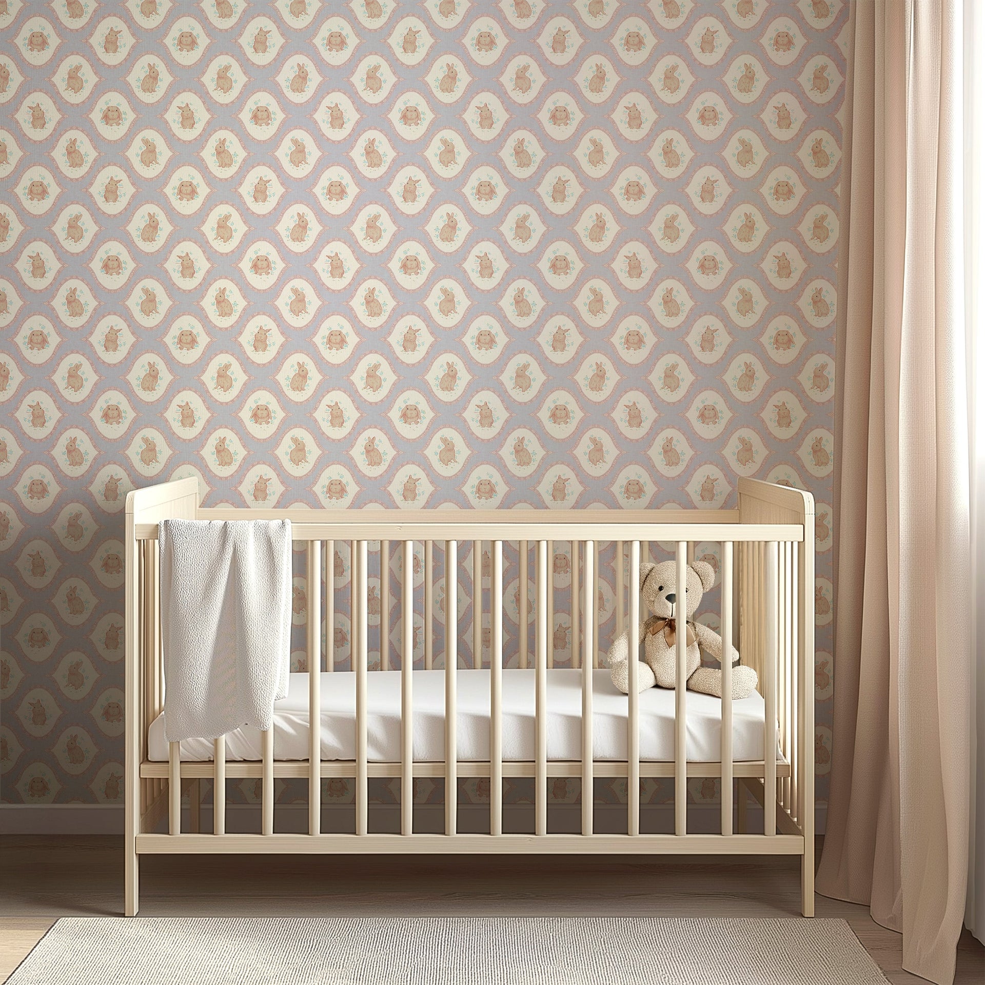 Poppie Whimsical Removable Wallpaper in Pink, Cream, and Brown