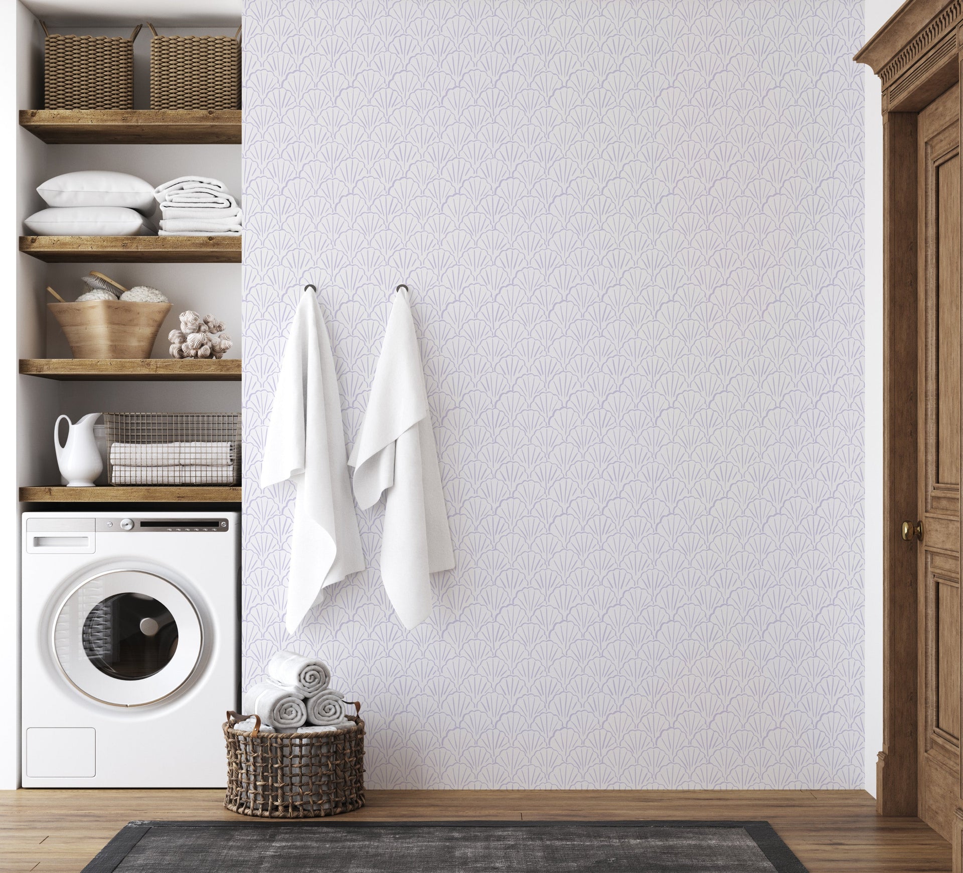 Coralie Geometric Wallpaper, Coastal Minimalist Wall Decor