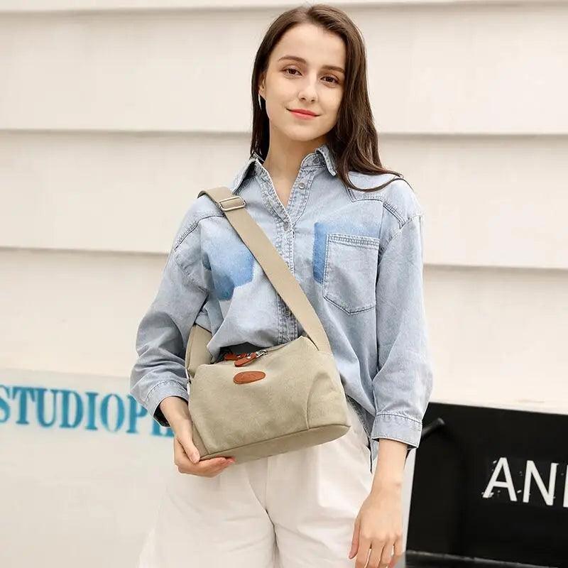 Minimalist Canvas Crossbody Bag – Casual Utility Shoulder Bag