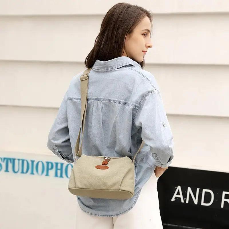 Minimalist Canvas Crossbody Bag – Casual Utility Shoulder Bag