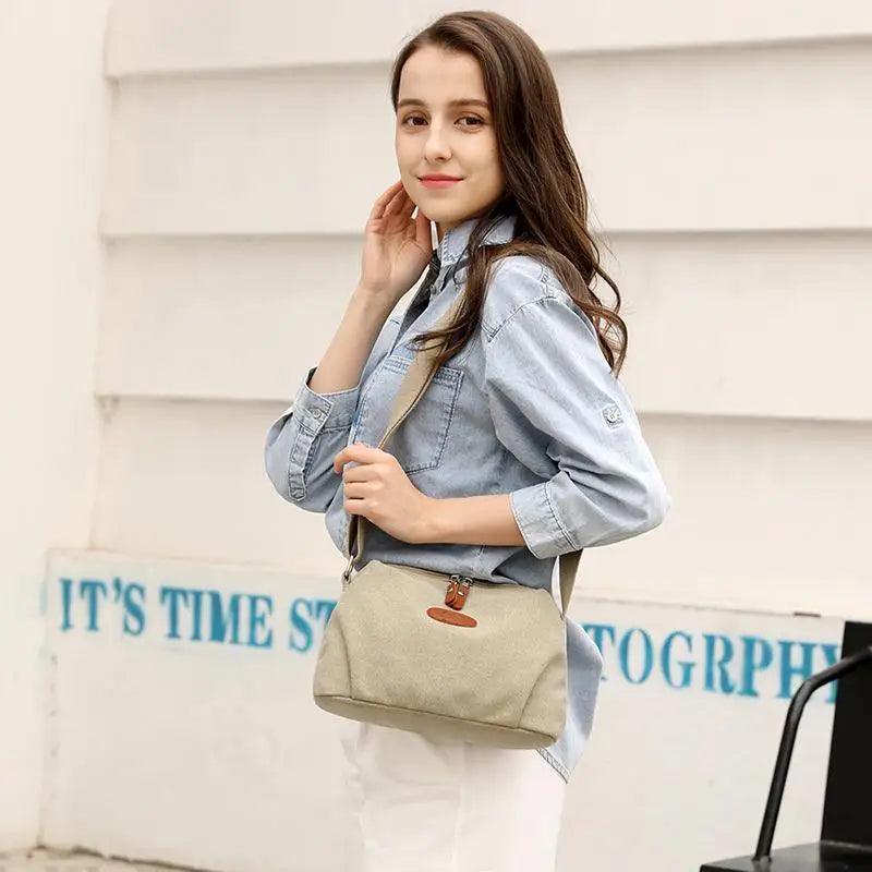 Minimalist Canvas Crossbody Bag – Casual Utility Shoulder Bag