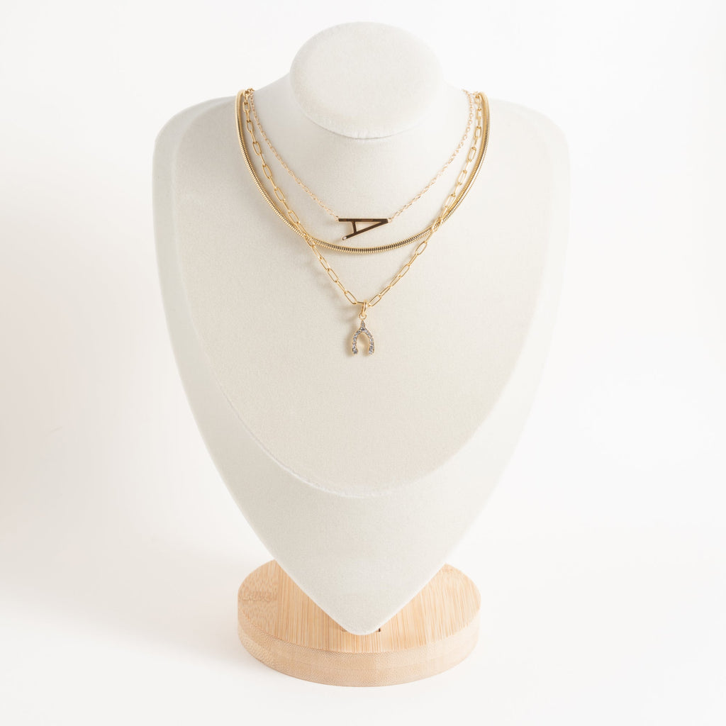Initial A Sideways Pendant Necklace with Cubic Zirconia Accent