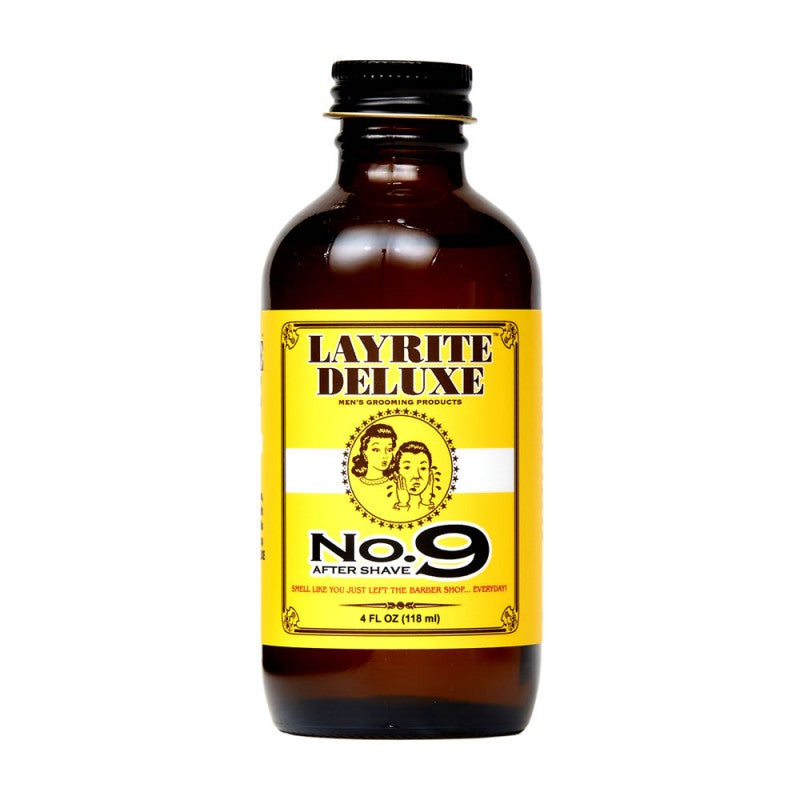 Layrite Deluxe No. 9 Bay Rum Aftershave 4oz bottle.