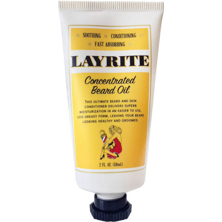 Bottle of Layrite Deluxe Concentrated Beard Oil 2oz for moisturizing facial hair and skin