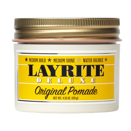 Layrite Deluxe Original Pomade container on a clean background for hair styling