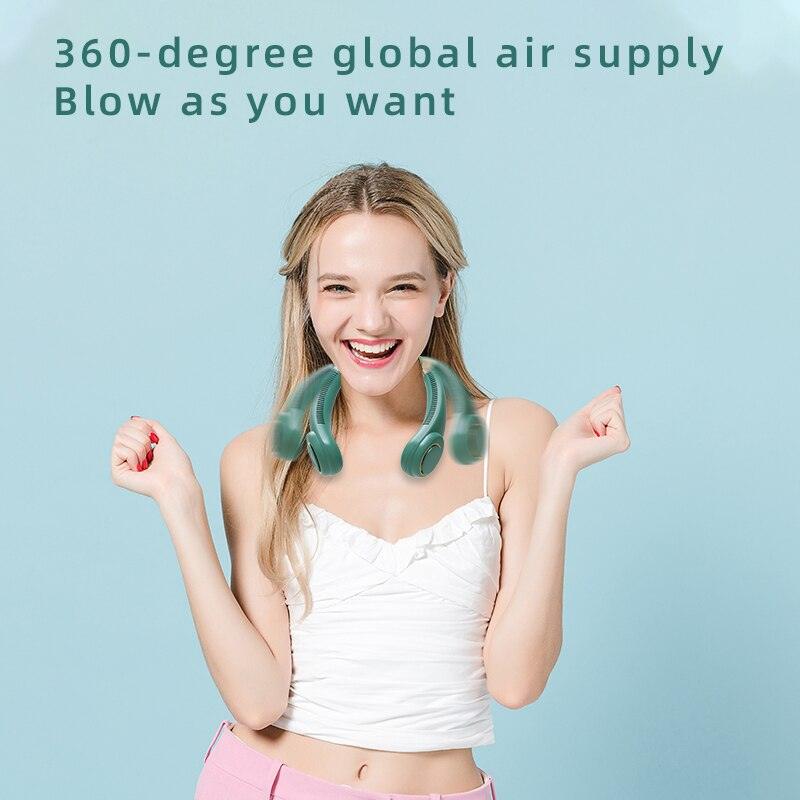 Leafless Portable Neck Fan Rechargeable Wearable Cooling Fan
