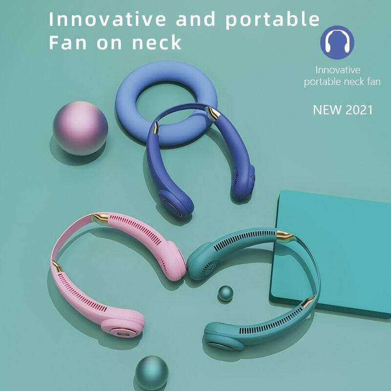 Leafless Portable Neck Fan Rechargeable Wearable Cooling Fan