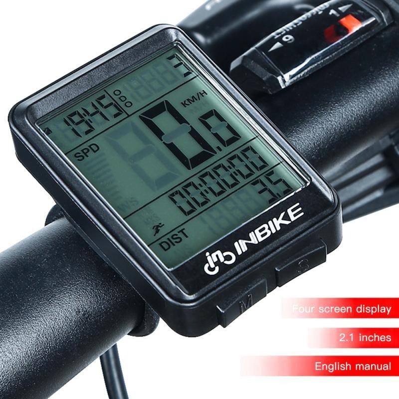 Stevvex HD LCD bike speedometer with large digital display mounted on bicycle handlebars