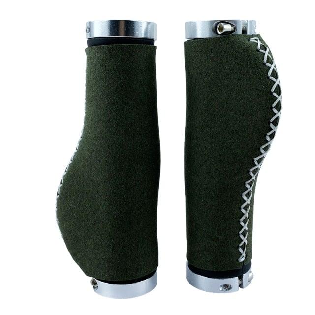 Ergonomic Microfiber Leather Bike Handlebar Grips Aluminum Lock