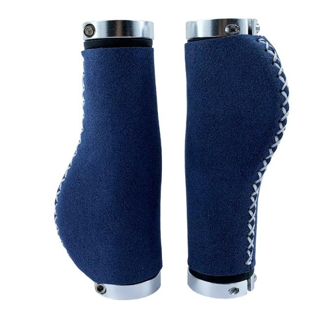 Ergonomic Microfiber Leather Bike Handlebar Grips Aluminum Lock