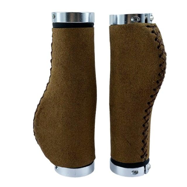 Ergonomic Microfiber Leather Bike Handlebar Grips Aluminum Lock
