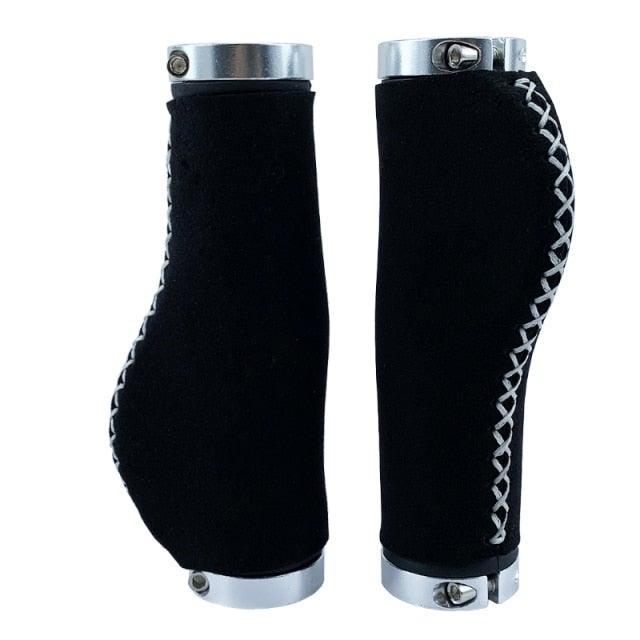 Ergonomic Microfiber Leather Bike Handlebar Grips Aluminum Lock