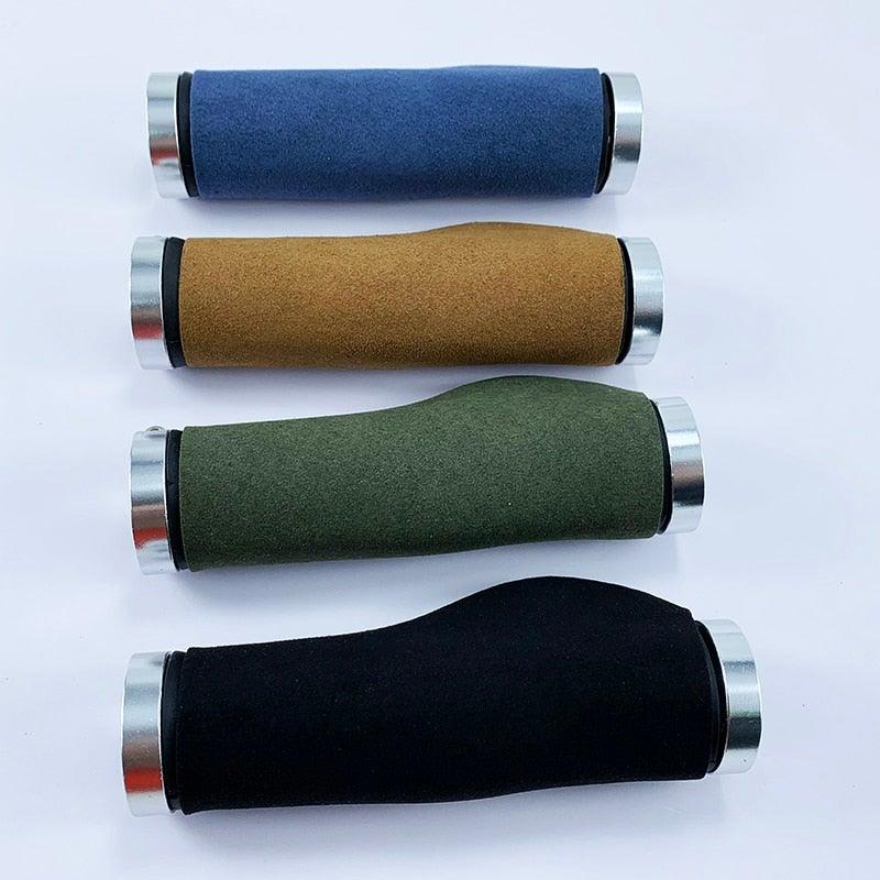 Ergonomic Microfiber Leather Bike Handlebar Grips Aluminum Lock