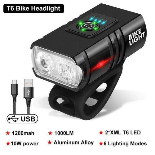 1000 Lumen LED Bike Headlight USB Rechargeable Waterproof Lamp