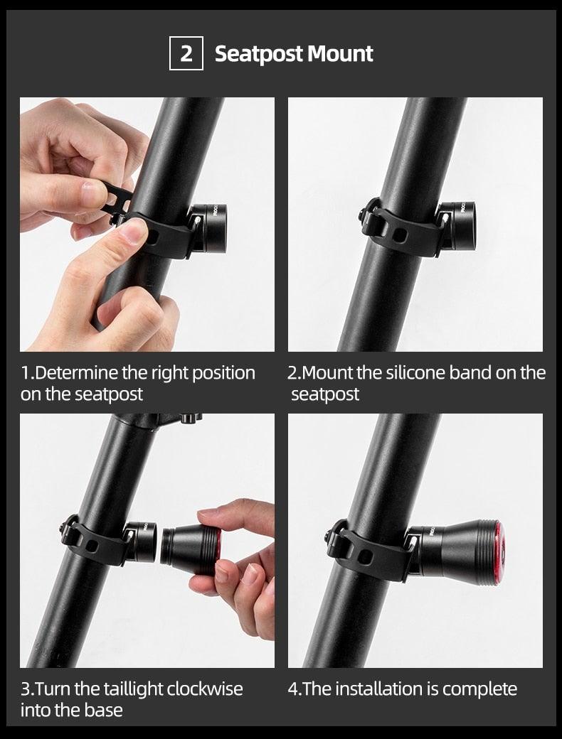 Smart LED Bicycle Taillight with Auto Brake Sensing & USB Charge