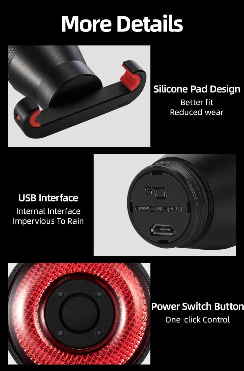 Smart LED Bicycle Taillight with Auto Brake Sensing & USB Charge