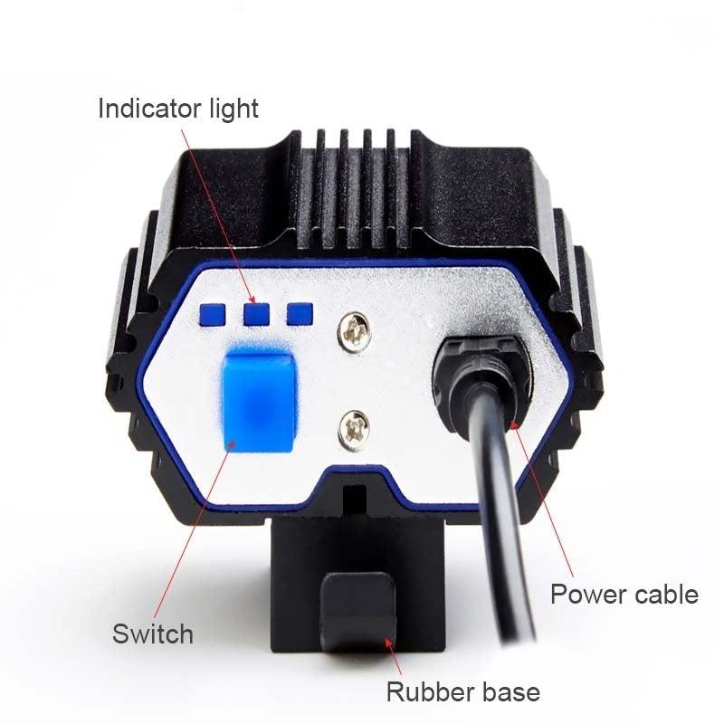 Matte Black Industrial LED Bike Headlight, Rechargeable USB Lamp