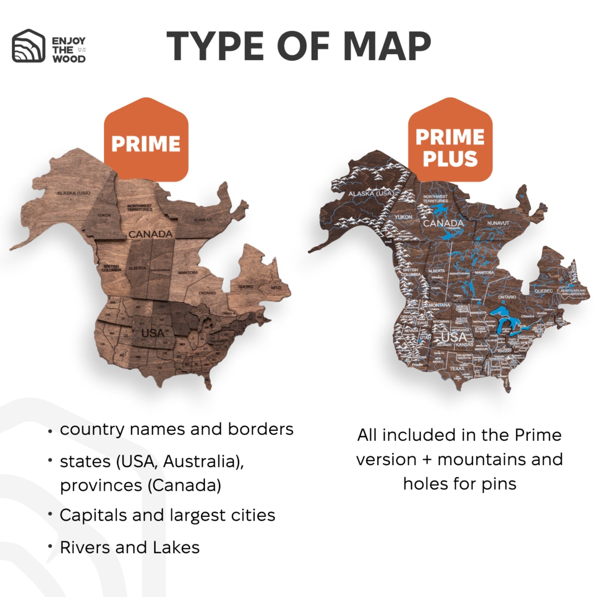 3D LED Wooden World Map 2.0 Dark Walnut Modern Wall Art