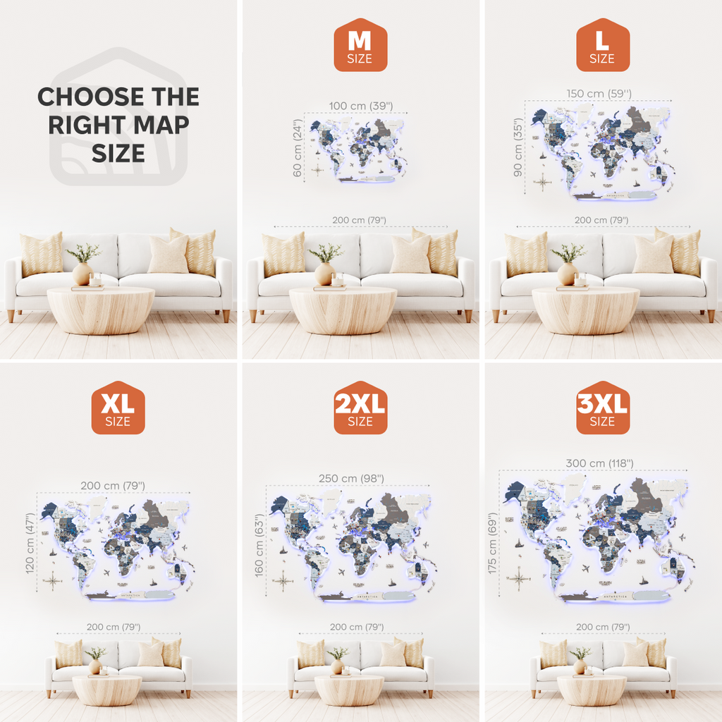 3D Luminous Wooden World Map 3.0 with LED Backlight & Smart Sync