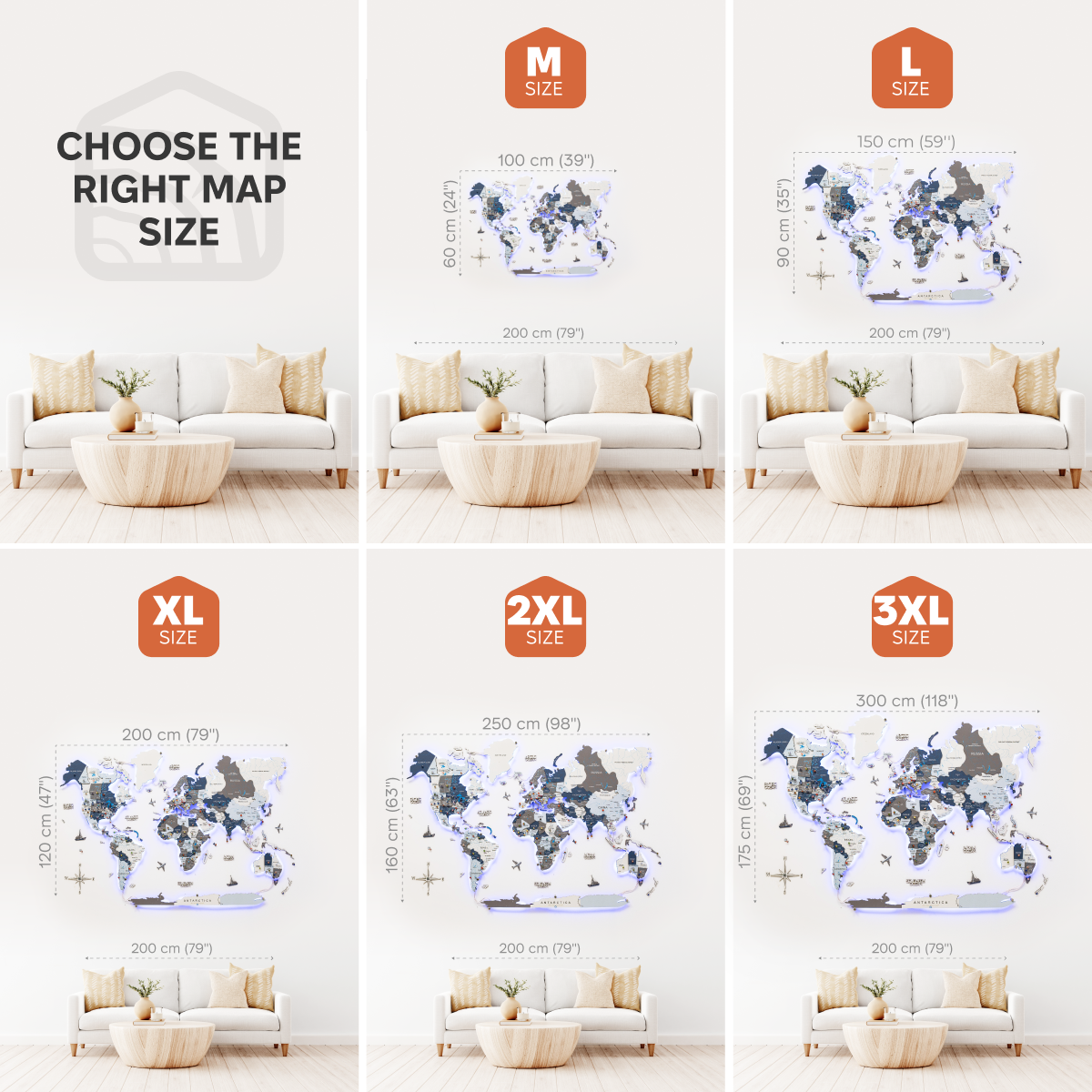 3D Luminous Wooden World Map 3.0 with LED Backlight & Smart Sync