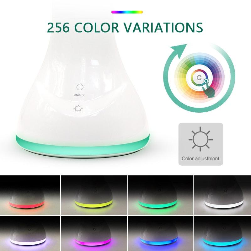 Foldable LED Smart Desk Lamp with Calendar & Alarm - White