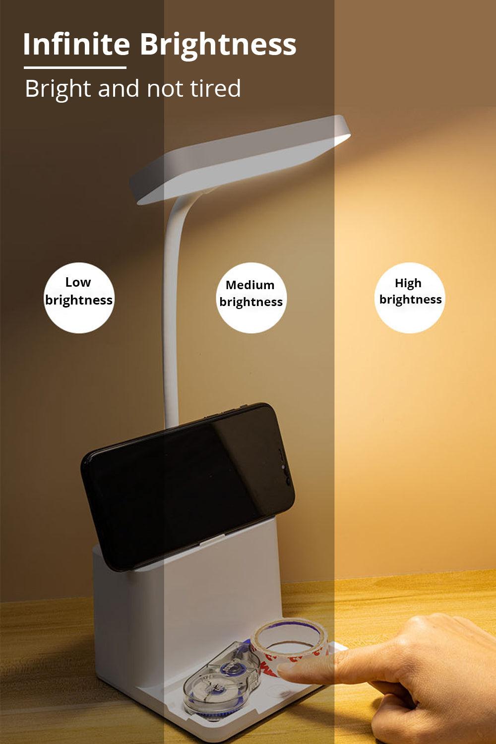 Rechargeable LED Desk Lamp with Pen Holder and Phone Stand