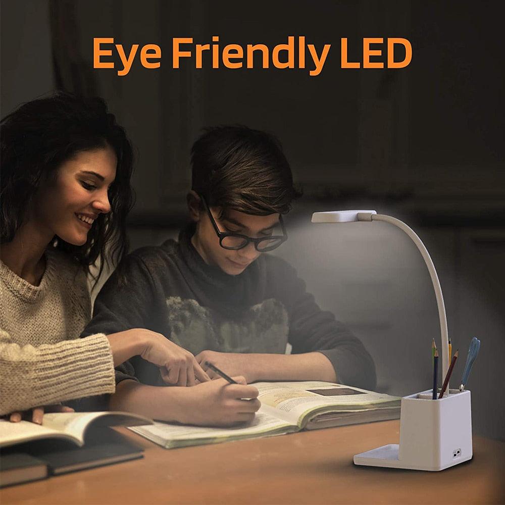 Rechargeable LED Desk Lamp with Pen Holder and Phone Stand