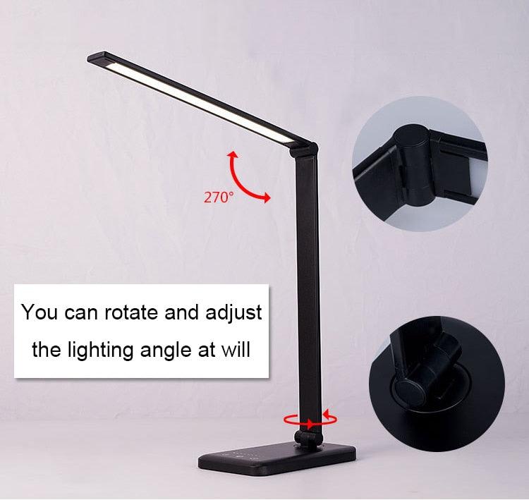 Minimalist Black LED Desk Lamp with 5 Dimmable Levels